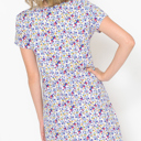 XL BLUE DITSY FLORAL SHORT SLEEVE DRESS WITH FRONT TIE