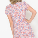 Large PINK DITSY FLORAL SHORT SLEEVE DRESS WITH FRONT TIE