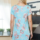 Small MINT LONG FLORAL TUNIC TOP CHEST STRAP DETAIL