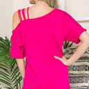 XL FUCHSIA OFF ONE SHOULDER WITH STRAP DETAIL TUNIC TOP