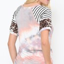 XL PINK TIE DYE COLOR BLOCK SHORT SLEEVE TOP