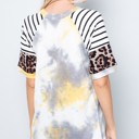 Small YELLOW TIE DYE COLOR BLOCK SHORT SLEEVE TOP