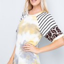 Medium YELLOW TIE DYE COLOR BLOCK SHORT SLEEVE TOP