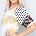 XL YELLOW TIE DYE COLOR BLOCK SHORT SLEEVE TOP