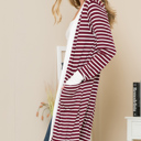 XL BURGUNDY Lightweight Stripe Midi Open Cardigan