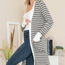 XL DUSTY OLIVE Lightweight Stripe Midi Open Cardigan