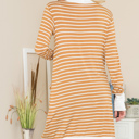 Large MUSTARD Lightweight Stripe Midi Open Cardigan