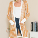 XL MUSTARD Lightweight Stripe Midi Open Cardigan
