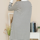 Large WHITE Lightweight Stripe Midi Open Cardigan