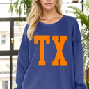 L-XL BLUE CUSTOM SOLID FLEECE OVERSIZED SWEATSHIRT
