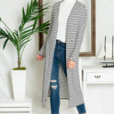 XL WHITE STRIPE OPEN MAXI CARDIGAN
