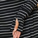 Medium BLACK Stripe Round Bottom Long Sleeve Top