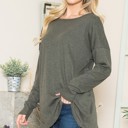 XL OLIVE THERMAL LONG SLEEVE TUNIC TOP