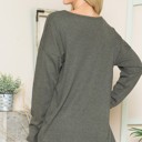 XL OLIVE THERMAL LONG SLEEVE TUNIC TOP