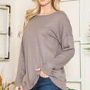 Small TAUPE THERMAL LONG SLEEVE TUNIC TOP