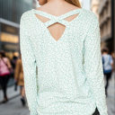 Small MINT ANIMAL PRINT BACK CRISSCROSS TUNIC TOP