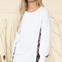XL WHITE SOLID TUNIC TOP WITH ANIMAL SIDE CONTRAST