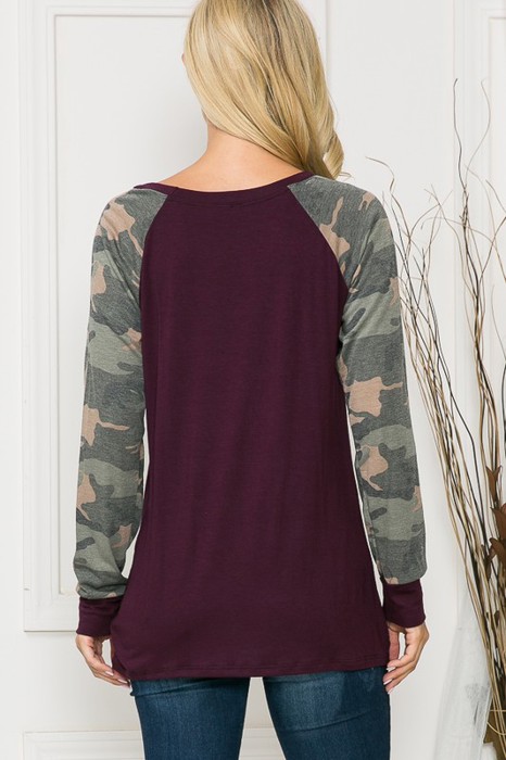 SOLID TUNIC TOP WITH ARMY SLEEVES