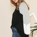 XL BLACK V-NECK BASEBALL TUNIC WITH STRIPE SLEEVES