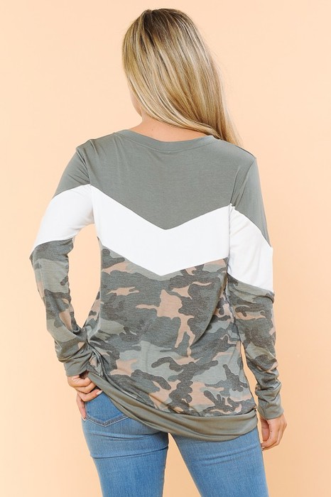 CAMO SOLID COLOR BLOCK TUNIC