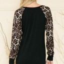 Large BLACK SOLID BASEBALL TOP WITH ANIMAL CONTRAST SLEEVES