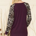 Medium PLUM SOLID BASEBALL TOP WITH ANIMAL CONTRAST SLEEVES