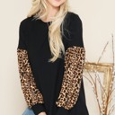 Small BLACK TUNIC TOP WITH PUFF CONTRAST SLEEVES