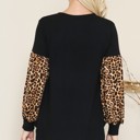 Medium BLACK TUNIC TOP WITH PUFF CONTRAST SLEEVES