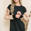 XL BLACK SOLID TUNIC TOP WITH ANIMAL SLEEVES