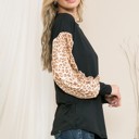 XL BLACK SOLID TUNIC TOP WITH ANIMAL SLEEVES