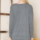 XL CHARCOAL STRIPE LONG SLEEVE TUNIC TOP