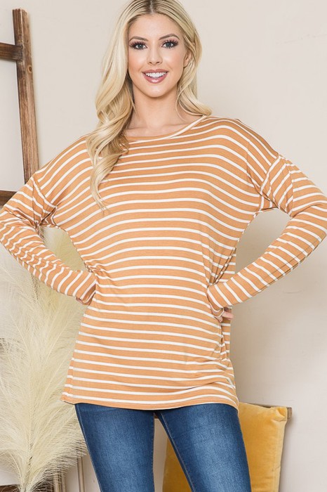 STRIPE LONG SLEEVE TUNIC TOP