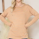 Large MUSTARD STRIPE LONG SLEEVE TUNIC TOP