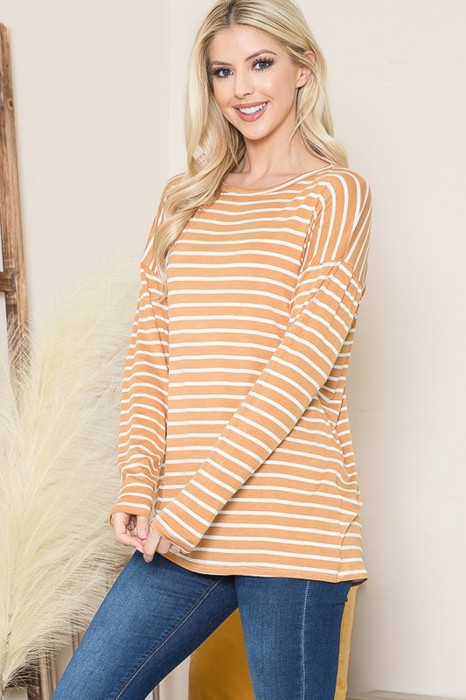STRIPE LONG SLEEVE TUNIC TOP