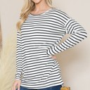 Medium WHITE STRIPE LONG SLEEVE TUNIC TOP