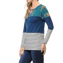 Small BLUE Floral Solid Stripe Color Block Tunic