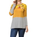 Small MUSTARD Floral Solid Stripe Color Block Tunic