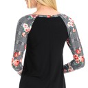 XL BLACK SOLID TOP WITH CHECK/FLORAL PRINT SLEEVES