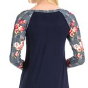 Large NAVY SOLID TOP WITH CHECK/FLORAL PRINT SLEEVES