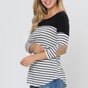Large BLACK 3/4 SLEEVE COLOR BLOCK TOP WITH ELBOW PATCH