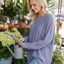 S-M DENIM WAFFLE OVERSIZED SWEATSHIRT WITH SIDE SLIT