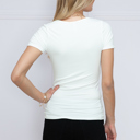Small WHITE SOLID SHORT SLEEVE TOP WITH CHEST SNAP BUTTON