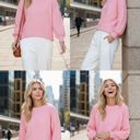 Large PINK WAFFLE LONG SLEEVE CROP TOP