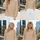 Medium TAUPE WAFFLE LONG SLEEVE CROP TOP