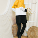 Large MUSTARD SOLID COLOR BLOCK HOODED OPEN CARDIGAN