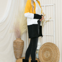XL MUSTARD SOLID COLOR BLOCK HOODED OPEN CARDIGAN