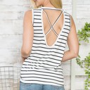 Small BLACK TANK TOP WITH OPEN CROSS BACK DETAIL