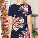 Small NAVY CRISS CROSS CHEST FLORAL SHORT SLEEVE TOP