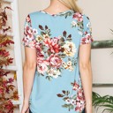 Medium TURQUOISE CRISS CROSS CHEST FLORAL SHORT SLEEVE TOP