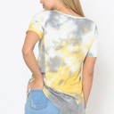 Small YELLOW TIE DYE NECK CRISS CROSS SHORT SLEEVE TOP